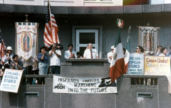 (32810) Hispanos Unidos march, Detroit, Michigan, circa 1991